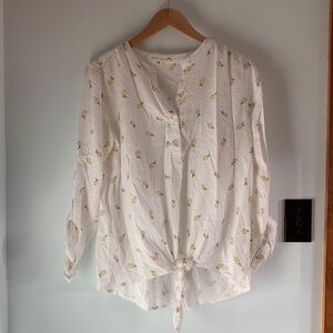 C&C California Tie Front Lemon Print Shirt